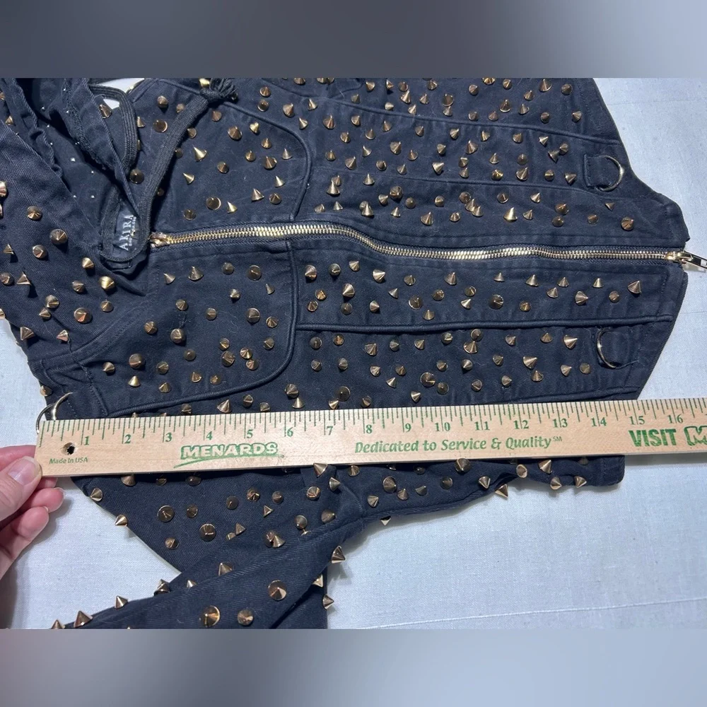 AKIRA Black Bomber Jacket with Gold Studs - Picture 11 of 11